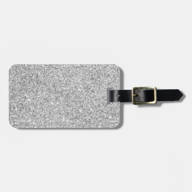 Etiqueta Para Maletas Purpurina de plata elegante (Frente Horizontal)
