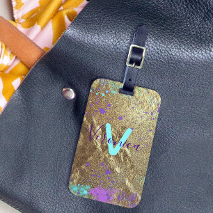 Etiqueta Para Maletas Purpurina de Relieve metalizado metálico de oro ar