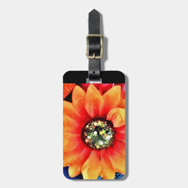 Etiqueta Para Maletas Purpurina Girasol (Frente Vertical)