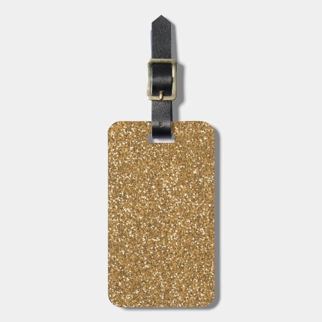 Etiqueta Para Maletas Purpurina Gold Glam Faux (Frente Vertical)