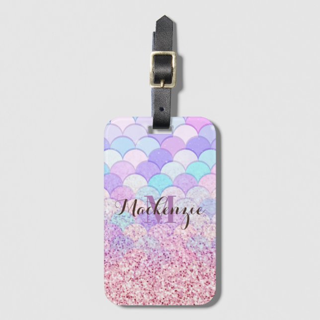 Etiqueta Para Maletas Purpurina Mermaid (Anverso vertical)