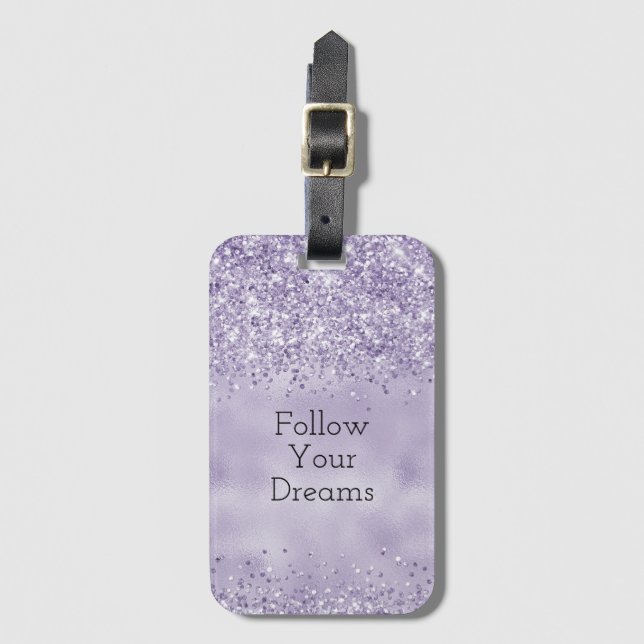 Etiqueta Para Maletas Purpurina Purple Glitzy    (Anverso vertical)