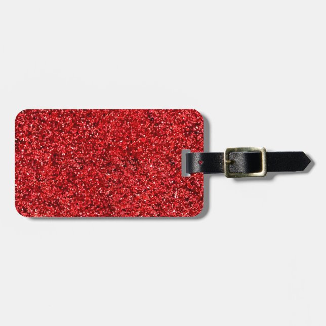 Etiqueta Para Maletas Purpurina rojo (Frente Horizontal)