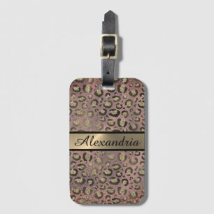 Etiqueta Para Maletas Purpurina Rosa Leopard Moda de oro Personalizado