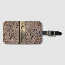 Etiqueta Para Maletas Purpurina Rosa Leopard Moda de oro Personalizado