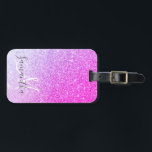 Etiqueta Para Maletas Purpurina rosa moderno marca nombre personalizado<br><div class="desc">Purpurina rosa moderno marca nombre personalizado</div>