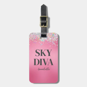 Etiqueta Para Maletas Purpurina Rosa Sky Diva
