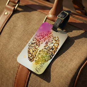 Etiqueta Para Maletas Purpurinoso de arte pop Glam Moda elegante Faux Go