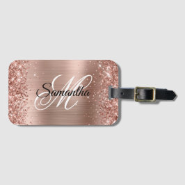 Etiqueta Para Maletas Purpurinoso Rosa Shiny Gold Faux Relieve metalizad