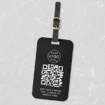 Etiqueta Para Maletas QR Code | Black Business Logo Professional Modern<br><div class="desc">A simple custom black business QR code keychain template in a modern minimalist style which can be easily updated with your company logo,  QR code and custom text,  eg. scan me to...  #QRcode #logo #keychain #business</div>
