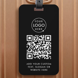 Etiqueta Para Maletas QR Code | Black Business Logo Professional Modern