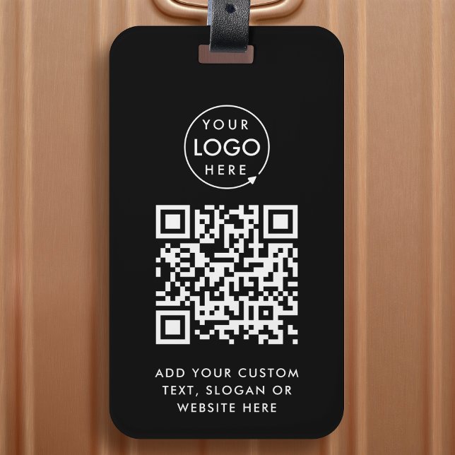 Etiqueta Para Maletas QR Code | Black Business Logo Professional Modern (Subido por el creador)