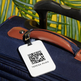 Etiqueta Para Maletas QR Code Scan If Lost Minimal Simple White Info Tag