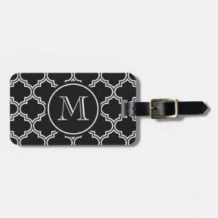 Etiqueta Para Maletas Quatrefoil blanco y negro
