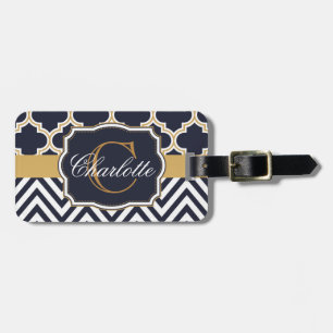 Etiqueta Para Maletas Quatrefoil Chevron Monograma