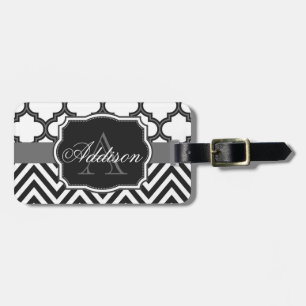 Etiqueta Para Maletas Quatrefoil Chevron Monograma