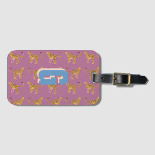 Etiqueta Para Maletas Quetah, leopardo rosa monogramado