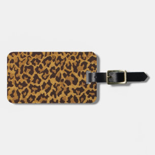 Etiqueta Para Maletas RAB Rockabilly Estampado Leopardo Marrón Dorado