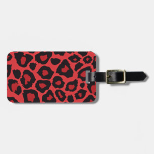Etiqueta Para Maletas RAB Rockabilly Estampado Leopardo Rojo Negro