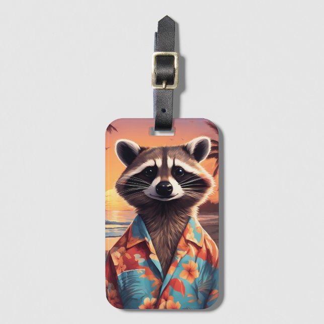 Etiqueta Para Maletas Raccoon Holiday (Anverso vertical)