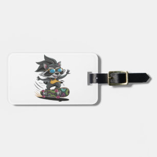 Etiqueta Para Maletas Raccoon skateboarding