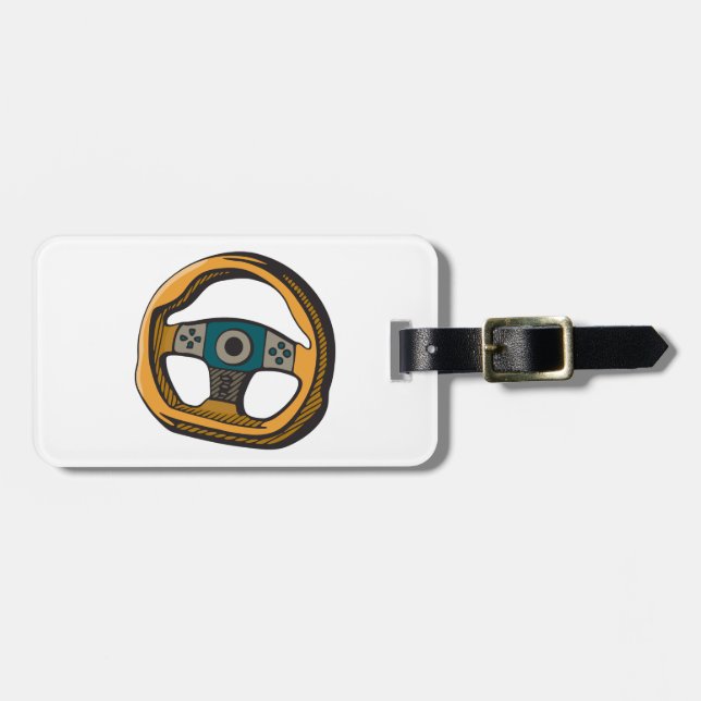 Etiqueta Para Maletas Racing Steering Wheel Controller Gamer (Frente Horizontal)