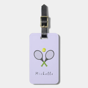 Etiqueta Para Maletas Racquet de tenis de moda y bolas púrpura personali