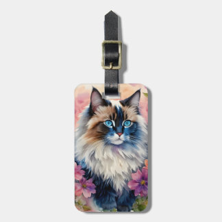 Etiqueta Para Maletas Ragdoll Cat Floral Retrato