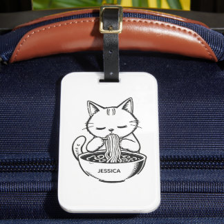 Etiqueta Para Maletas Ramen Cat – Kawaii Anime Japonés Personalizado