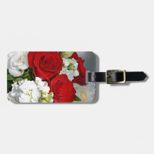 Etiqueta Para Maletas Ramos de rosas de boda rojas y blancas