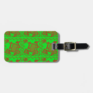 Etiqueta Para Maletas Rana Funky Lime Green Red Toad Kids Doodle Art
