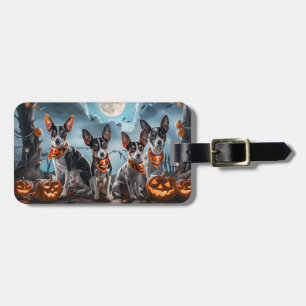 Etiqueta Para Maletas Rat Terrier Halloween Espeluznante
