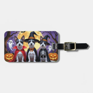 Etiqueta Para Maletas Rat Terrier Perros Calabaza Halloween Graciosa