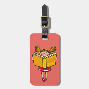 Etiqueta Para Maletas Ratón de biblioteca lindo del chica del dibujo