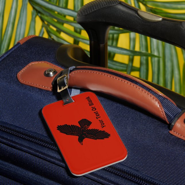 Etiqueta Para Maletas Raven en rojo (Anverso In situ 1)
