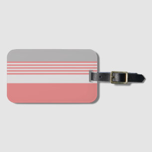 Etiqueta Para Maletas Rayado rosa y plateado