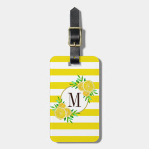 Etiqueta Para Maletas Rayas Amarillas Brillantes Lemon Citrices Monogram