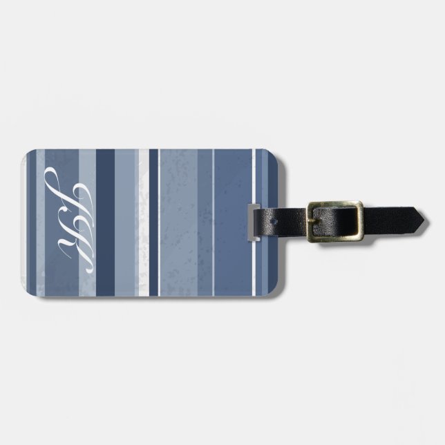 Etiqueta Para Maletas Rayas Azul (Frente Horizontal)