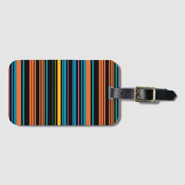 Etiqueta Para Maletas Rayas azules negras lindas (Anverso horizontal)