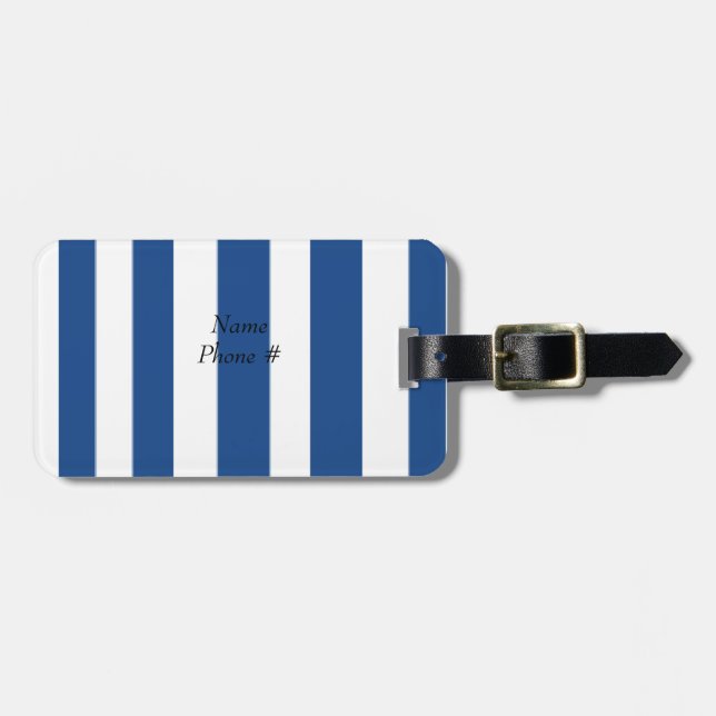 Etiqueta Para Maletas Rayas Azules Y Blancas (Frente Horizontal)