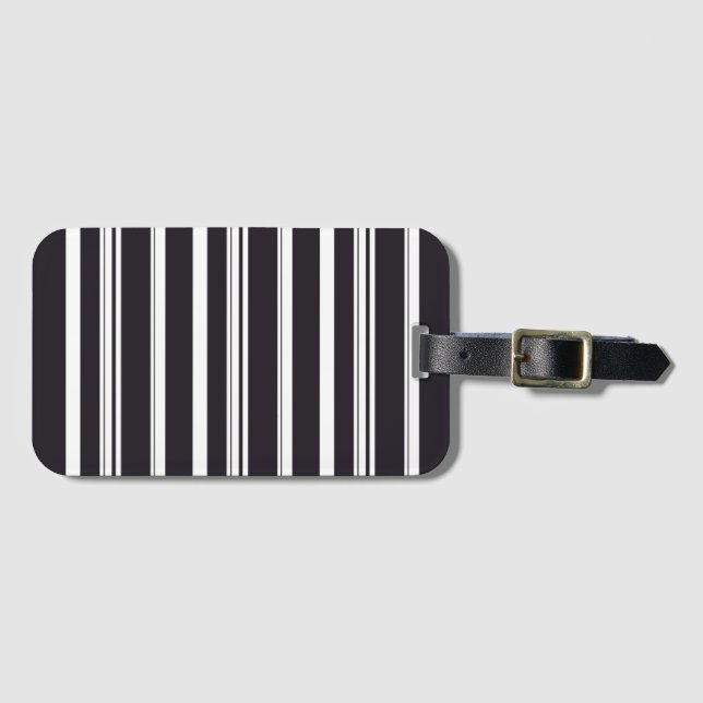 Etiqueta Para Maletas Rayas blancas negras cortas (Anverso horizontal)