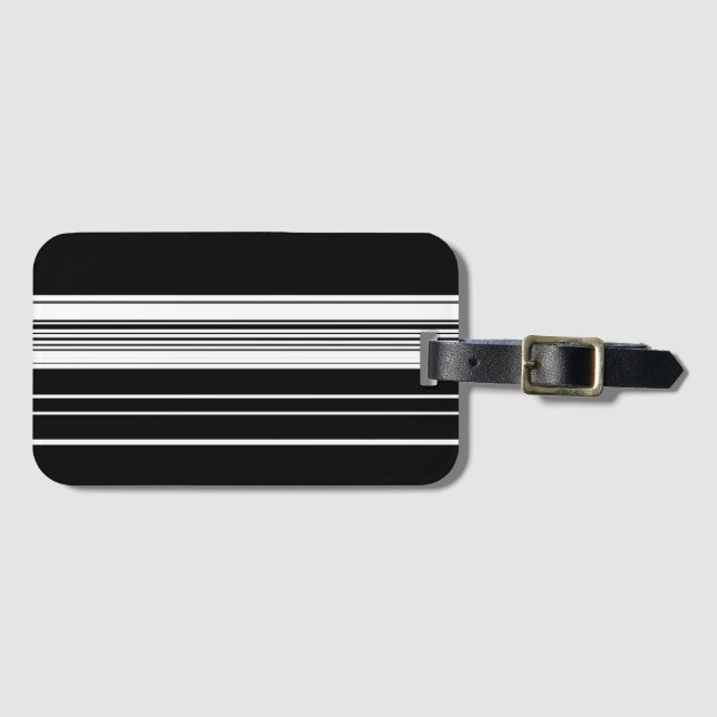 Etiqueta Para Maletas rayas blancas negras de moda (Anverso horizontal)
