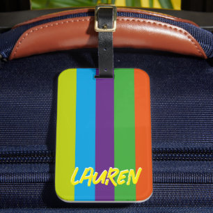 Etiqueta Para Maletas Rayas Coloridas Personalizadas de Verano