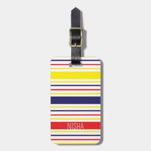 Etiqueta Para Maletas Rayas Colorido Moderno Viaje Personalizado