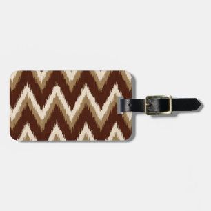Etiqueta Para Maletas Rayas de Chevron Ikat - Marrón chocolate y beige