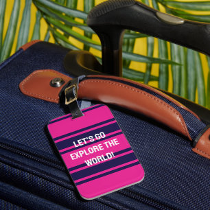 Etiqueta Para Maletas Rayas de la Marina Rosa