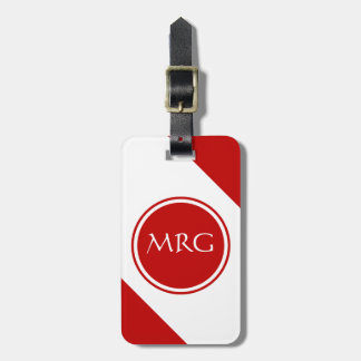 Etiqueta Para Maletas Rayas diagonales rojas y blancas