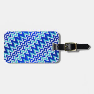 Etiqueta Para Maletas Rayas en zigzag azules acuáticos lindos