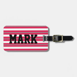 Etiqueta Para Maletas Rayas grises rojas y rojas personalizadas