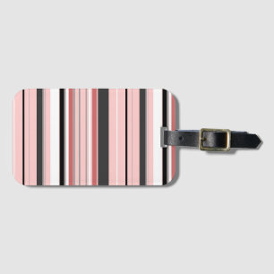 Etiqueta Para Maletas Rayas grises rosadas lindas